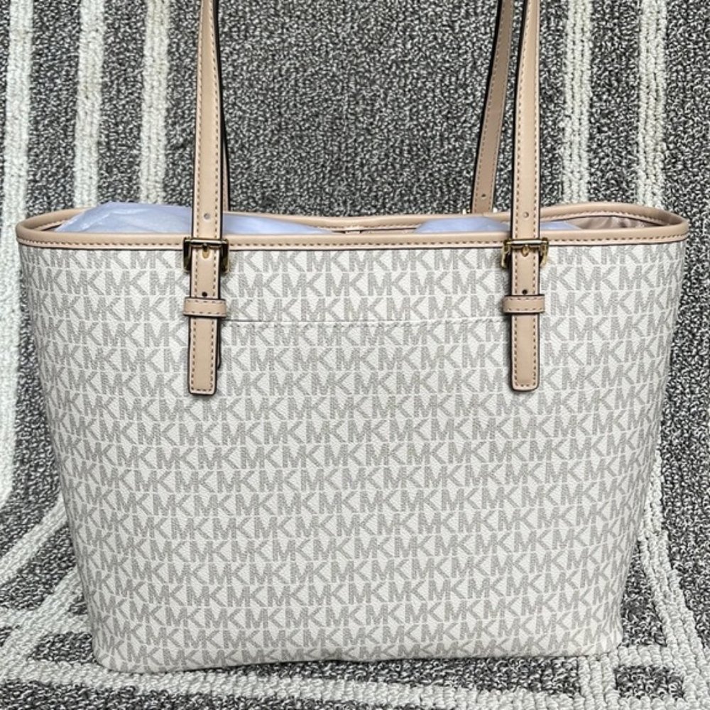 Michael Kors Jet Set Travel Medium Carryall Tote Buff Multi - Picture 5 of 16